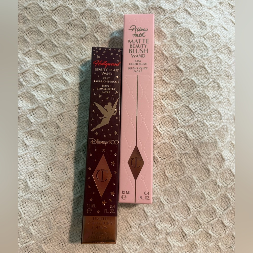 Charlotte Tilbury Pillow Talk Beauty Blush Wand and Pink Beauty Light Wand